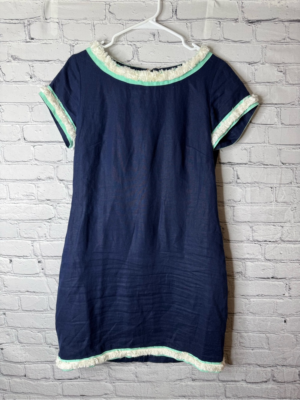 Sail to sable Navy Shift Dress with Mint & White Trim size 8